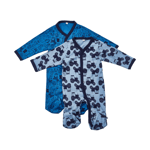 Pippi Långärmad Pyjamas med Fot 2-pack Blue