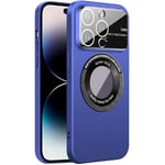 Dqtaoply for iPhone 15 Pro Max Case, Hard Slim Camera Cover Protection with Magnetic Glass Lens Protector [Large Window] Women Men Matte Phone Cases for iPhone 15 Pro Max - Blue