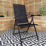 Multi Position High Back Reclining Garden / Outdoor Folding Chair in Black