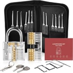 Kit de Crochetage Serrure 26 Pièces,Lock Picking Kit Outils de D¿entraînement avec 2 Serrure Transparente,Poignée en Silicone Confortable,pour Serruriers Débutant et Pro(Noir)(Q62)