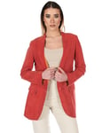 D'Arienzo Blazer en Cuir Velours Agneau Femme Corail Intérieur Orange Cuir Véritable Olivia S/Rouge