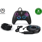 PowerA Lumectra Advantage Wired Controller -langallinen peliohjain, musta + RGB LED-nauha, Xbox / PC