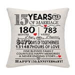 15 Years of Marriage Gift 15th Wedding Anniversary Cushion Cover Keepsake Decoration Gift for Couples Parents Women Men Mum Dad Husband Wife Grandma Grandad Aunt Uncle Friends (15 YEARS)