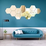 Groofoo - 12 pièces Miroir Mural Autocollant Miroirs Muraux Acrylique Hexagone Mural Autocollant pour Maison Chambre Salon Décor ,etc- 180×156×90mm