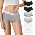 Lakpoau Boxer Femme Coton - Shorty Femme Coton Shorts Caleçons Femmes Lot de 6-Femme Boxer Sport Seamless Culotte Femme Basics Shorties Calecon Boxer pour Femme Slips Un XL