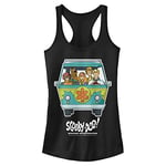 WARNER BROS Women's Scooby Doo Mystery Machine Outline Slim Fit, Scoop Hem Racerback Tank, Black, X-Large