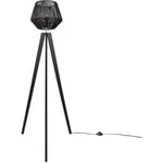 Lampadaire Moderne Salon Chambre Aspect Rotin Boho Corbeille E27 Noir (Ø33 cm), Lampadaire Noir - Paco Home