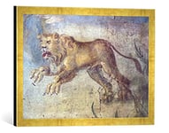 Kunst für Alle 'Encadré Image de AKG Anonymous Pompeji, CASA M.L. Fronto, Lion, d'art dans Le Cadre de Haute qualité Photos Fait Main, 60 x 40 cm, Or Raya