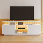 Redom - Meuble tv moderne avec éclairage led 16 couleurs, meuble de rangement élégant pour téléviseur 60 pouces, barre lumineuse 16 couleurs,