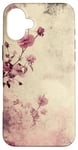 Coque pour iPhone 16 Plus Rose grunge douce subtile florale vintage