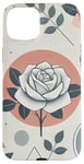 Coque pour iPhone 15 Plus Motif floral rose, style géométrique minimaliste