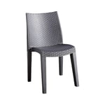 Chaise d'extérieur Dmondin, Siège de jardin, Chaise pour table à manger, Fauteuil d'extérieur effet rotin, 48x55h86 cm, Anthracite