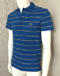 LACOSTE BLUE STRIPE POLO SHIRT REGULAR FIT SIZE 2 / XS RETAIL €120 BNWT