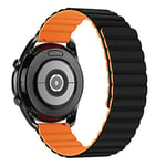 Tasikar 20mm Straps Compatible with Samsung Galaxy Watch 7/6/5/4 Strap 40mm 44mm/Galaxy Watch 6 Classic 43mm 47mm/Watch 5 Pro, Silicone Magnetic Band for Galaxy Watch 4 Classic/Watch 3 (Orange-Black)