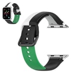 Apple Watch Series 6 / 5 40mm kolmivärinen silikoninen ranneke - Musta / Valkoinen / Vihreä Multicolor