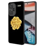 Yzniyzce Silicone Coque pour Redmi Note 13 Pro+, Etui Noir avec Fleurs Motif Aesthetic, Femme et Fille Cadeau de Housse Antichoc Protection Floral Case pour Redmi Note 13 Pro+ 5G 6,67'', Roses doré