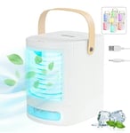 Portable Air Cooler and Humidifier Diffuser USB Conditioner Fan Mist LED Light