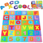 Ynkkvre - Tapis de jeu en mousse pour enfants (ensemble de 36) Carreaux de sol embotables avec lettres et chiffres