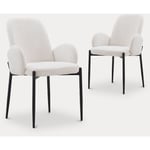 Serena - Lot de 2 chaises design en tissu bouclette blanc - Blanc