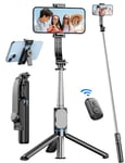 Perche à Selfie Trépied pour Smartphone, 41'' Support de Téléphone avec Télécommande, Trepied Telephone Portable avec pour Voyages, Vlogs, Perche Selfie Trepied Compatible avec iPhone, Samsung