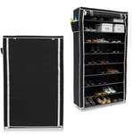 2x Meubles à chaussures valentin Housse en tissu étagère armoire range-chaussures 10 Étages HxLxP 161 x 88 x 30 cm, noir