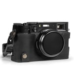 MegaGear Ever Ready Genuine Leather Half Camera Case Compatible with Fujifilm X100VI (Black)