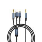 Dudao ljudkabel 1 meter 3-i-1 från 3.5 mm till Lightning/USB-C/3.5 mm