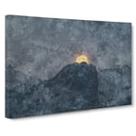 Moon Behind the Mountains in Canada Canvas Print for Living Room Bedroom Home Office Décor, Wall Art Picture Ready to Hang, 30 x 20 Inch (76 x 50 cm)