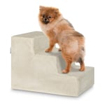 Juskys escalier pour Animaux de Compagnie escalier pour Chiens 36 cm - 3 marches Housse en Peluche Lavable - escalier pour Chats Rampe pour Chiens pour lit, canapé, canapé et Voiture - Housse Beige