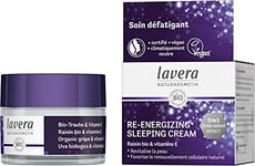 lavera Re-Energizing Sleeping Cream - crème de nuit au raisin bio et à la vitamine E - 5 in 1 power ingredient - contre les signes de fatigue - cosmétiques naturels - vegan - bio (1 x 50 ml)