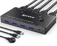 8K Commutateur Kvm Hdmi 8K@60Hz 4K@120Hz,Kvm Switch Hdmi Usb Pour 2 Pc Partageant 1 Monitor Et 4 Ports Usb 3.0 Clavier Souris,Hdcp 2.3,Hdr 10,Avec Contrôleur De Bureau Et 2 Câbles Usb 3.0