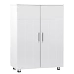 EUGAD Meuble Placard de Rangement Meuble sur Pied de Salle de Bain Armoire Meuble d’entrée avec 2 Portes, Étagères Réglables, 3 Compartiments en MDF Blanc