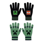 2-Pack Minecraft Creeper Vantar Fingervantar One Size Grön och S multifärg one size