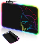 Tapis de Souris Gamer Dark Rainbow - RGB LED 12 Modes d¿Eclairage - Mouse Pad Rétroéclairage - Hydrorésistant - Caoutchouc Antidérapant - PC, Mac et Ordinateur Portable - 300x230x4mm