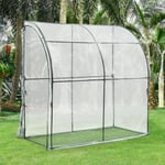 Serre de jardin adossée Juta en acier et PVC à porte zippée 100 x 200 x 215 cm