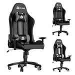 KLIM Chaise Gaming - Nouveauté 2024 - Simili Cuir et Matériaux Premium Haute Qualité - Chaise Gamer inclinable avec Coussin Lombaire et Cervical - Chaise de Bureau Robuste (Gris)