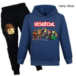 Roblox Pullover Hoodie & Byxor Set för Barn & Tonåringar 7-14 År Jogging Tracksuit Sweatshirt Set Presenter purplish blue 150cm