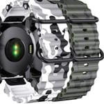 Pack 2x Bracelets Ocean Waves Pour Garmin Fenix 7 Pro Sapphire Solar Blanc Militaire Et Vert Militaire