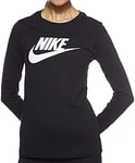 Nike W NSW Tee Essntl Ls Icon FTRA T-Shirt à Manches Longues Femme Black/(White) FR: XS (Taille Fabricant: XS)