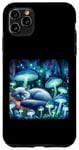 Coque pour iPhone 11 Pro Max Chat endormi parmi les champignons dans une forêt mystique. Nuit de sommeil