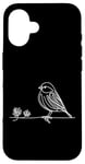 Coque pour iPhone 16 Line Art Oiseau et Ornithologue Pin Siskin