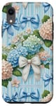 iPhone XR Preppy Coquette Hydrangeas and Bows in Pastel Blue Aesthetic Case