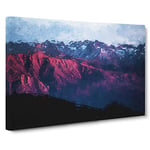 Purple Light Upon Mountain Tops in Abstract Canvas Print for Living Room Bedroom Home Office Décor, Wall Art Picture Ready to Hang, 30 x 20 Inch (76 x 50 cm)