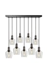 Sleek Tinted Glass Schoolhouse 9 Wire Cluster Lights, 5.5 inch, Smoke Grey, Pewter holder