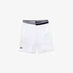 Lacoste Mens Houndstooth Patterned Breathable Shorts in White material_polyester - Size 2XL