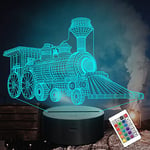 Attivolife Train 3D Lamp, Illusion Hologram Night Light with Timer Remote Control 16 Colors Changing, Kids Bedroom Decor Novelty Birthday Christmas Present for Train Model Collector Girl Boy Men