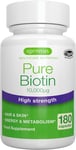 Pure Biotin 10,000 mcg, Hair Growth Supplement, D-Biotin, Clean Ingredients, 180