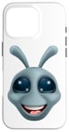 Coque pour iPhone 16 Pro Alien Gris Gris Fun Personnage de dessin animé drôle