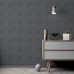 Arthouse Self Adhesive Artistick Washed Panel Charcoal 300226 Panelling Design