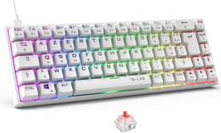 Keyz Titanium Clavier Gamer Blanc 65% Azerty, Usb Clavier Mecanique Switch Rouge - Rgb 100% Personnalisable, Anti-Ghosting, Macro Programmable - Pour Pc, Ps4, Ps5, Xbox - New[Cla170357]